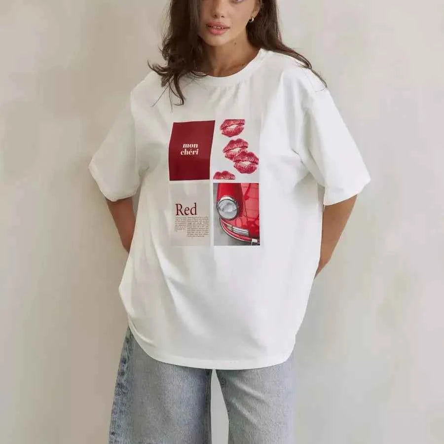 Y2K Women Retro European Style Design T-Shirt
