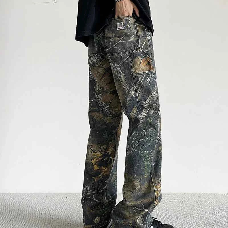 Streetwear Vintage Retro Hip Hop Patterned Jeans