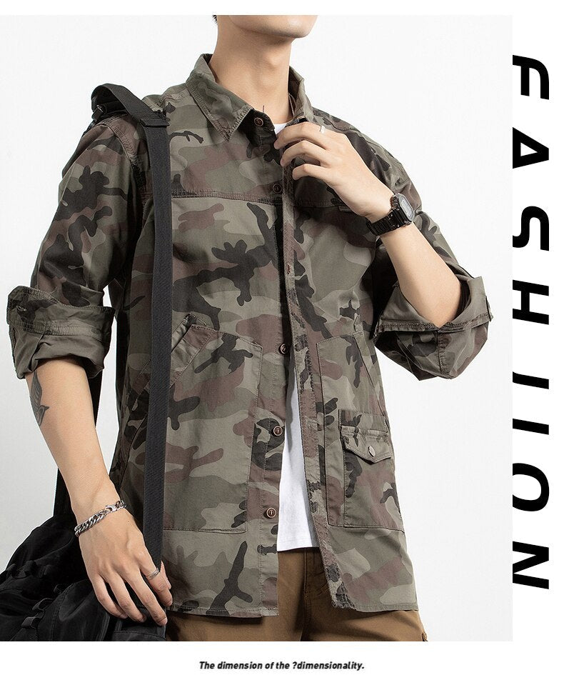Classic Safari Camo Style Patch Pocket Jacket