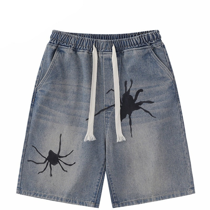 Tarantula Spider Graphic Denim Shorts