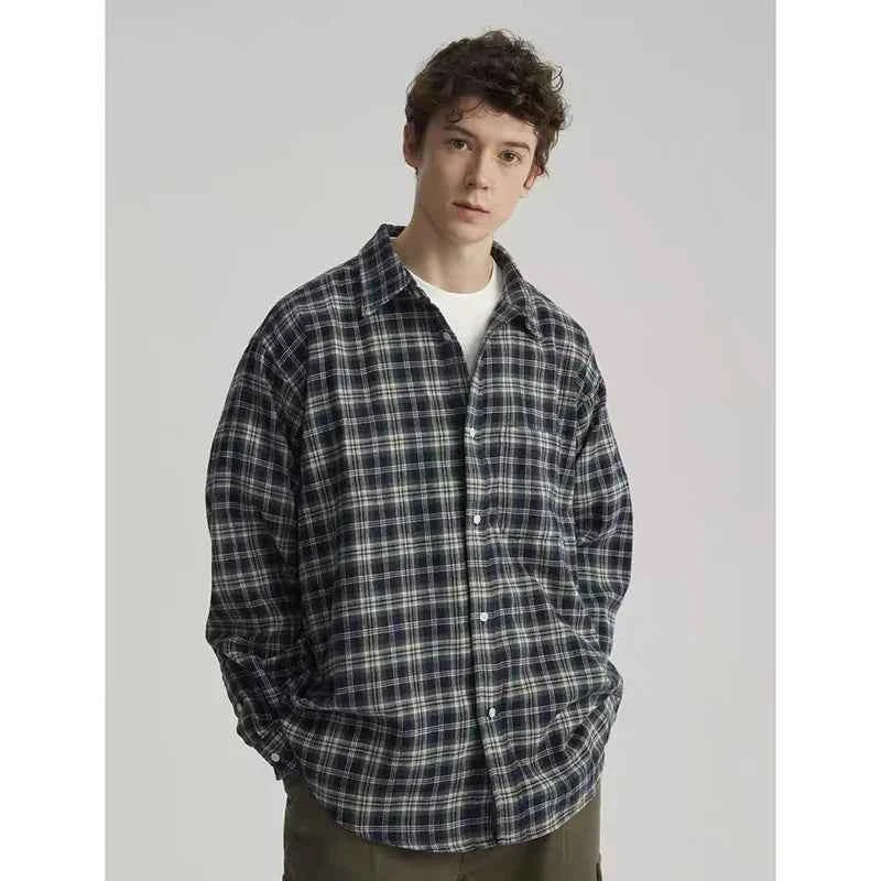 Vintage Plaid Oversize Long Sleeve Shirt