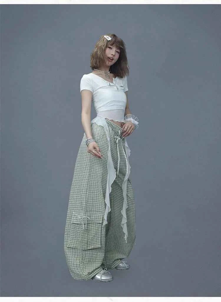 Apricot Pearl Check Dance Pants