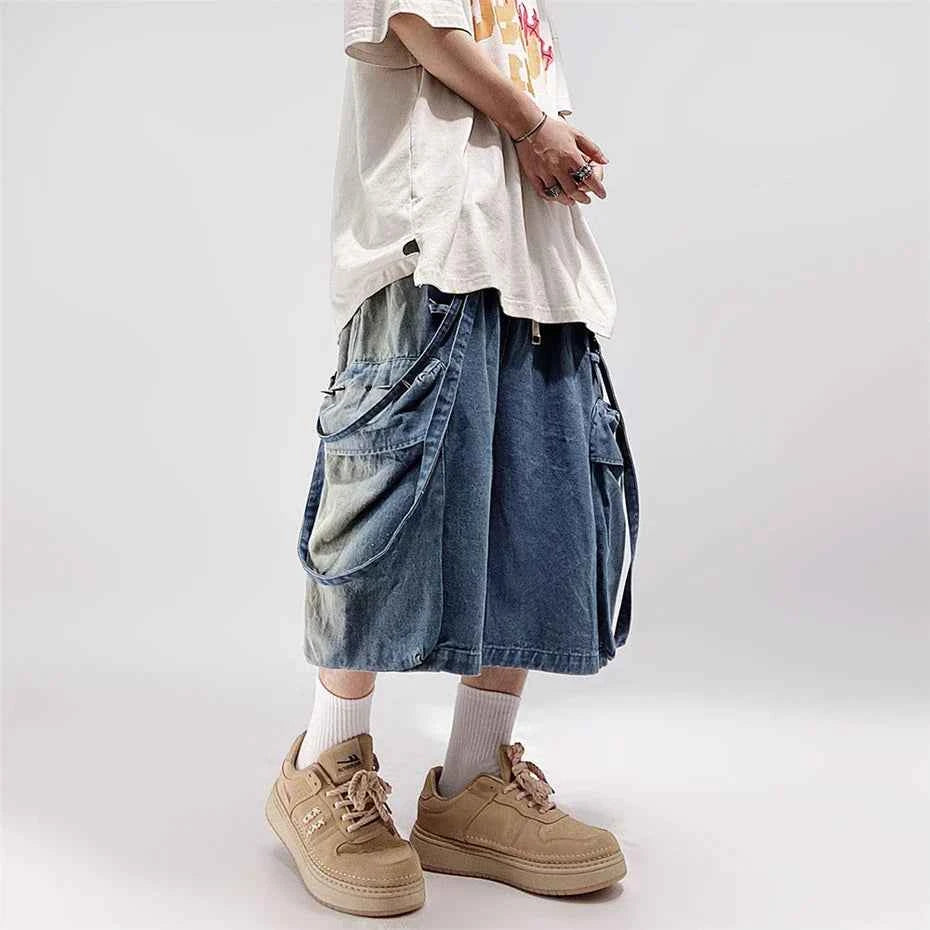 Vintage Denim Hip Hop Rivet Jorts