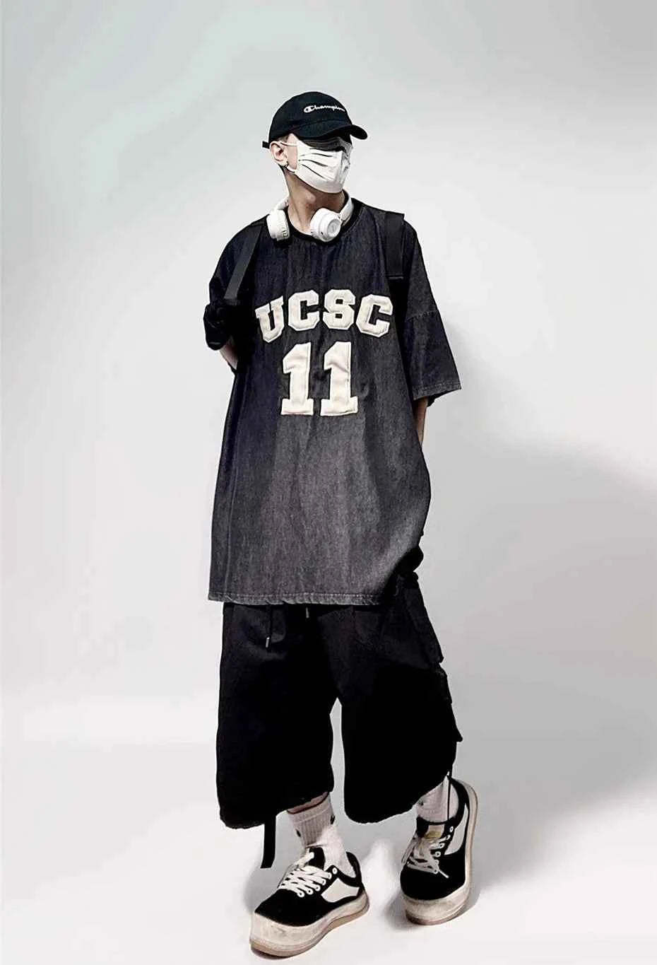 Vintage Embroidered Denim Hip Hop T-Shirt