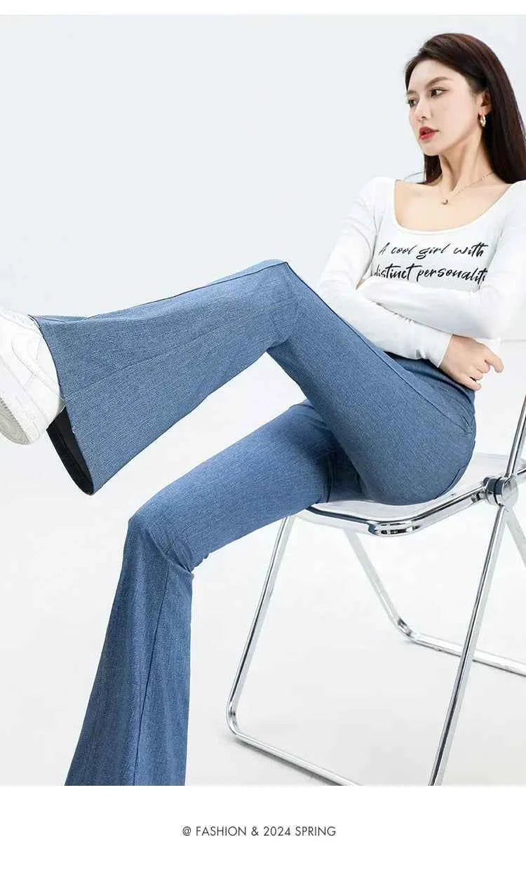 Women High Waist Flared Denim Leggings Jeans