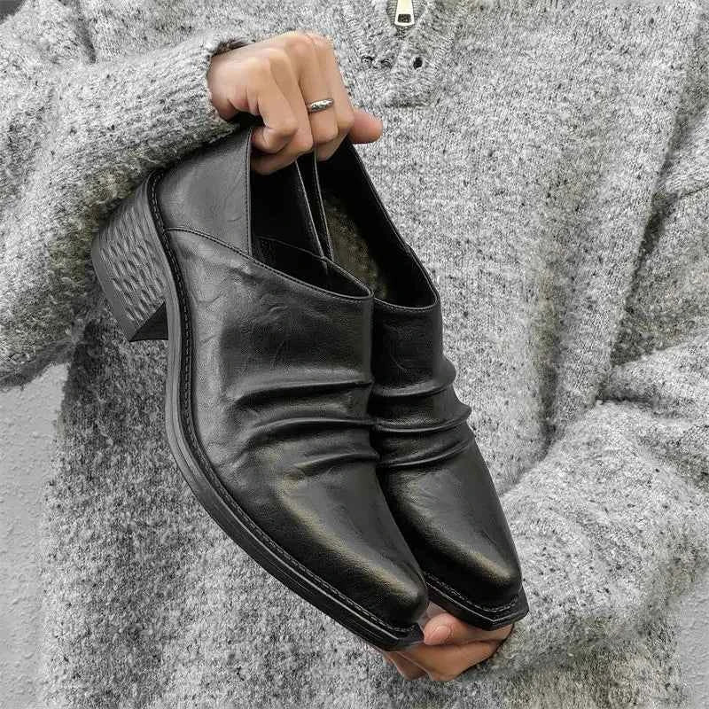 Upturned Casual Platform Derby Leather Shoes
