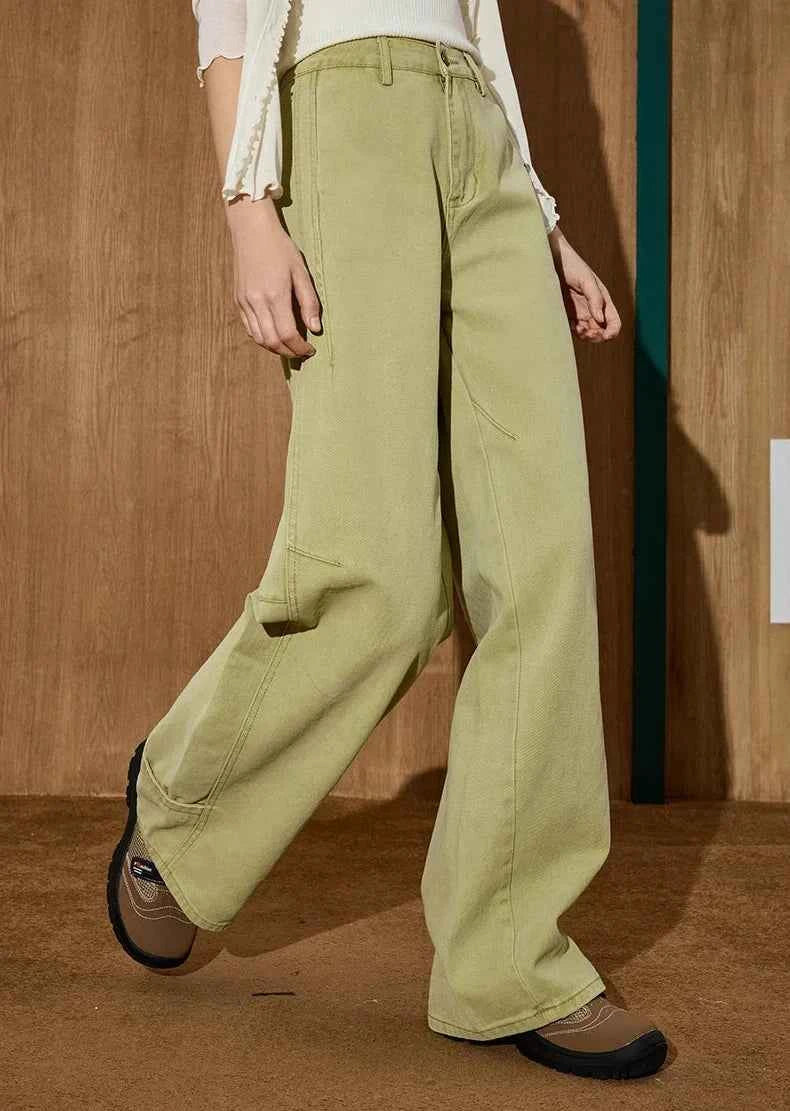 Green American High Waist Wide Leg Jeans
