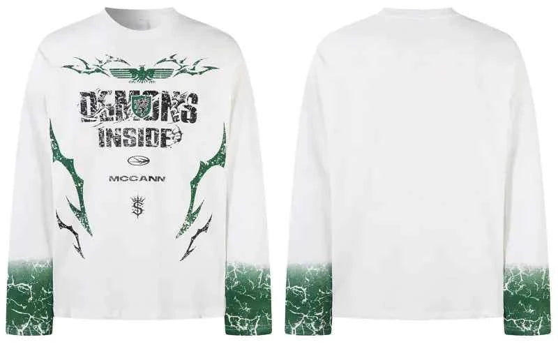 Durable Grunge Graphic Printed Long Sleeve T-Shirt