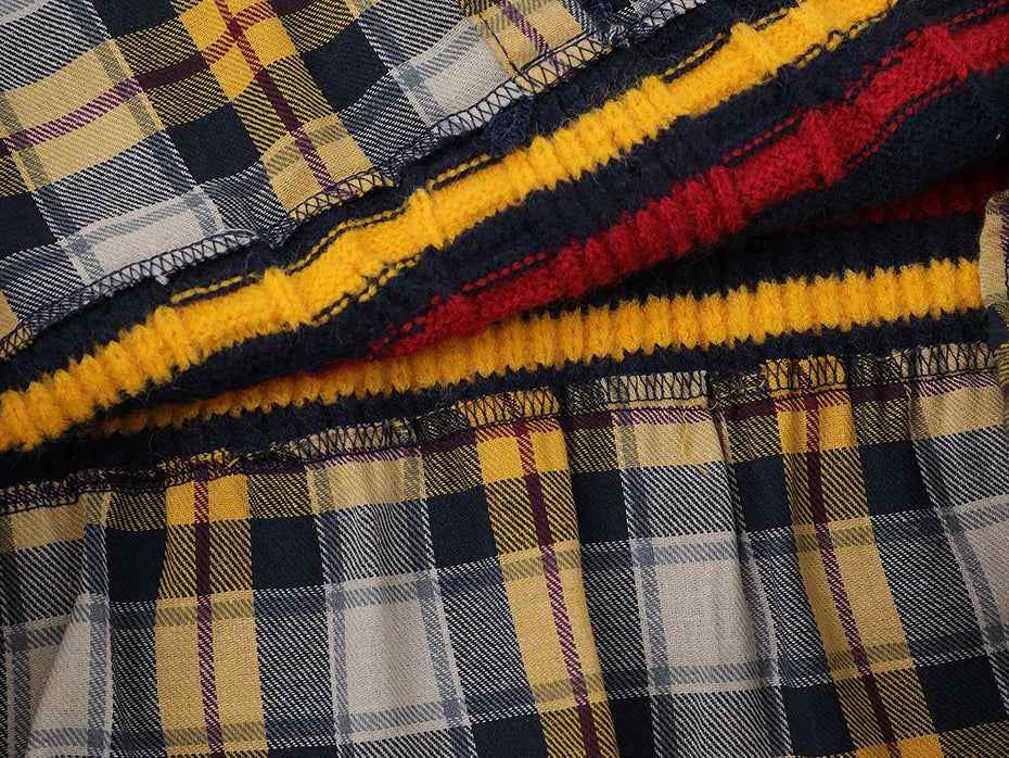 Oversized Varsity Patchwork Double Layers Knit Sweater
