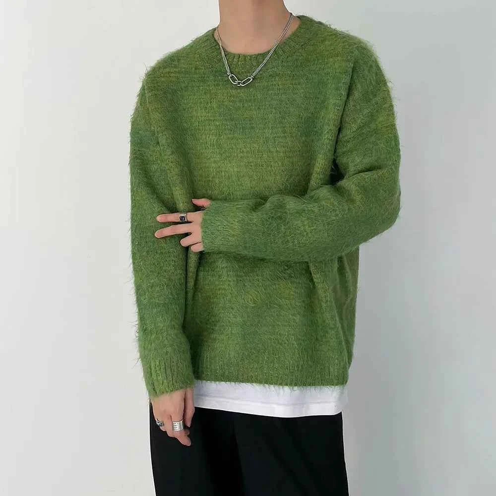 Y2K Cozy Fuzzy Knit Solid Color Sweater