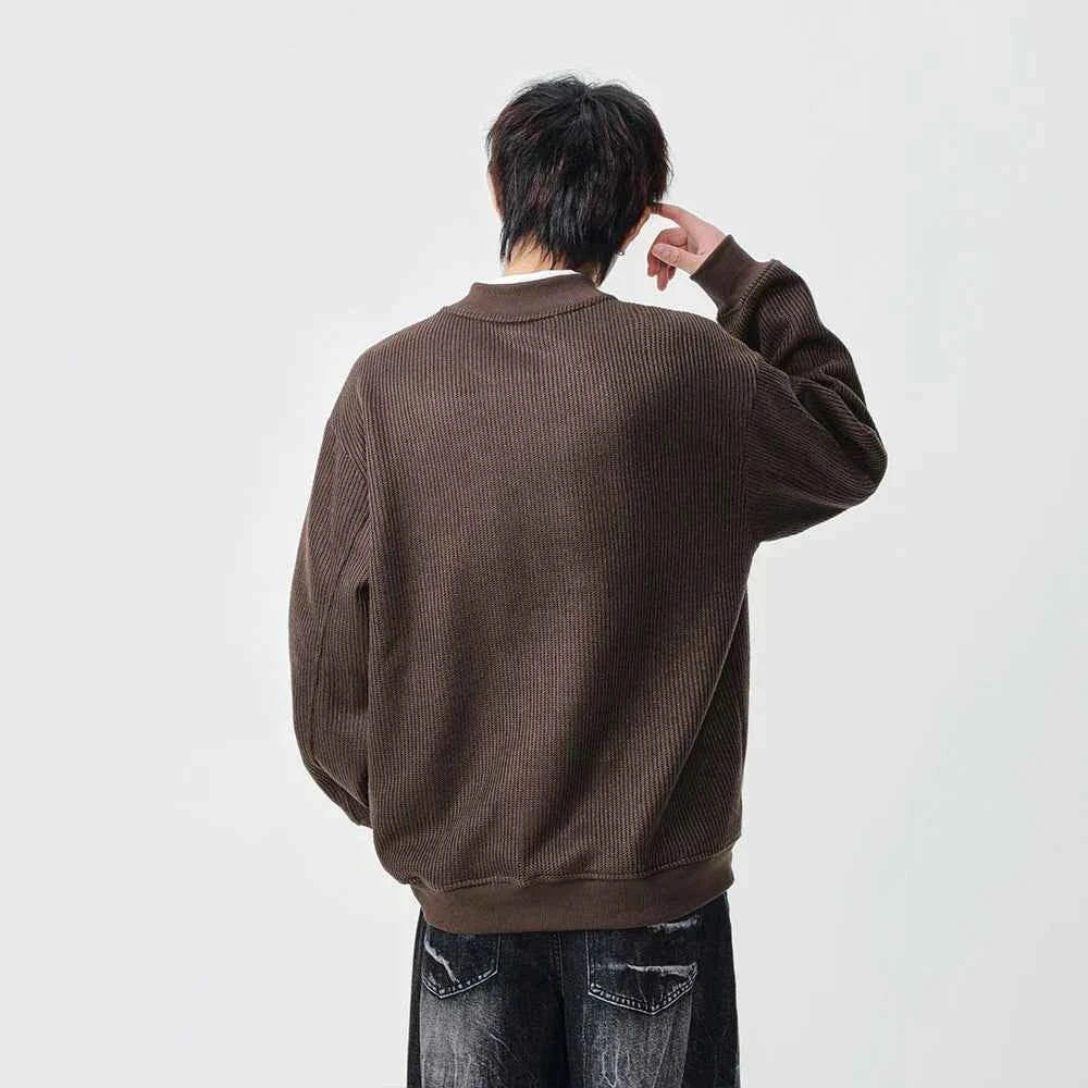 Streetwear Winter Mock Neck Knit Sweatshirt