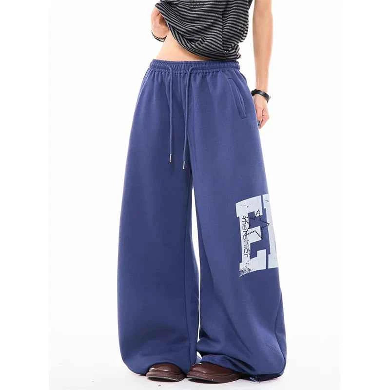 Streetwear Chic Oversized Wide Leg Letter Print Sweatpants
