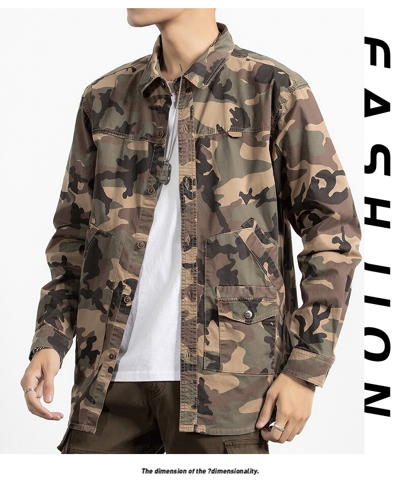 Classic Safari Camo Style Patch Pocket Jacket