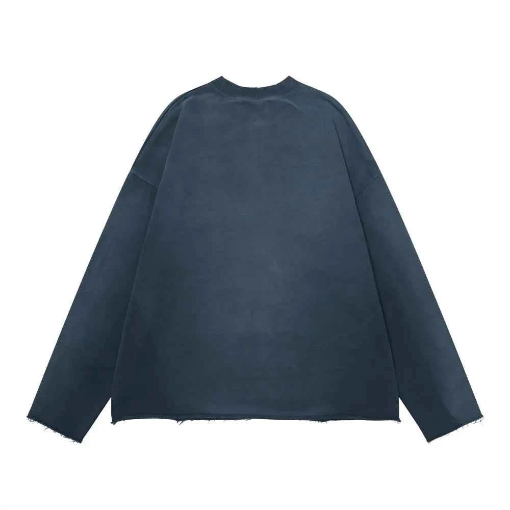 Vintage Patchwork Distressed Ripped Crewneck Sweatshirt