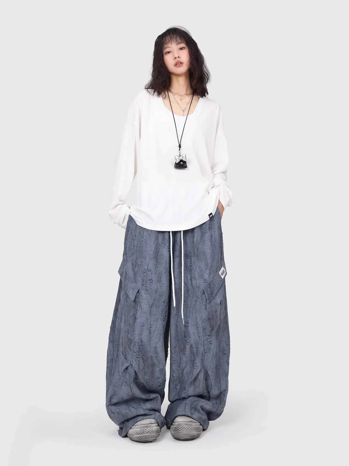 Smog Blue Wasteland Ripped Jazz Pants