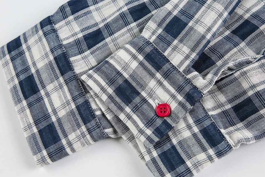 Effortless Retro Patchwork Plaid Long Sleeve Shirt
