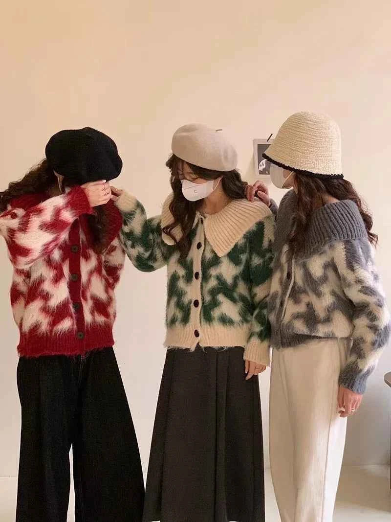 Premium Y2K Leopard Print Knitted Cardigan