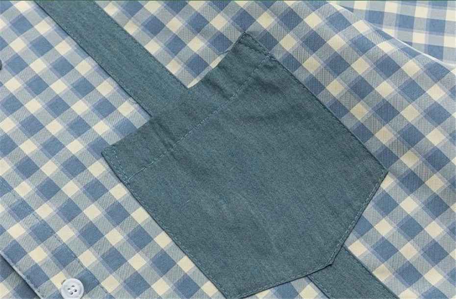 Y2K Plaid Cat Embroidery Casual Short Sleeve Shirt