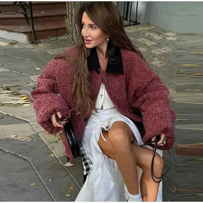 Women Chic Panelled with Turndown Collar Jacket