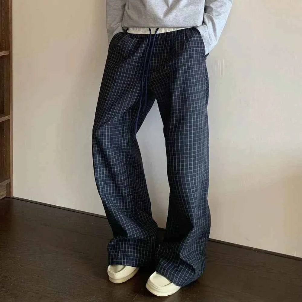 American Contrasting Plaid Straight Leg Sweatpants