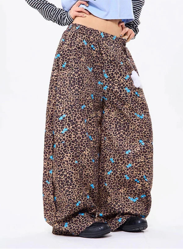Leopard Print Oversized Japanese Style Wide Leg Pants - Luxuryurbanwear