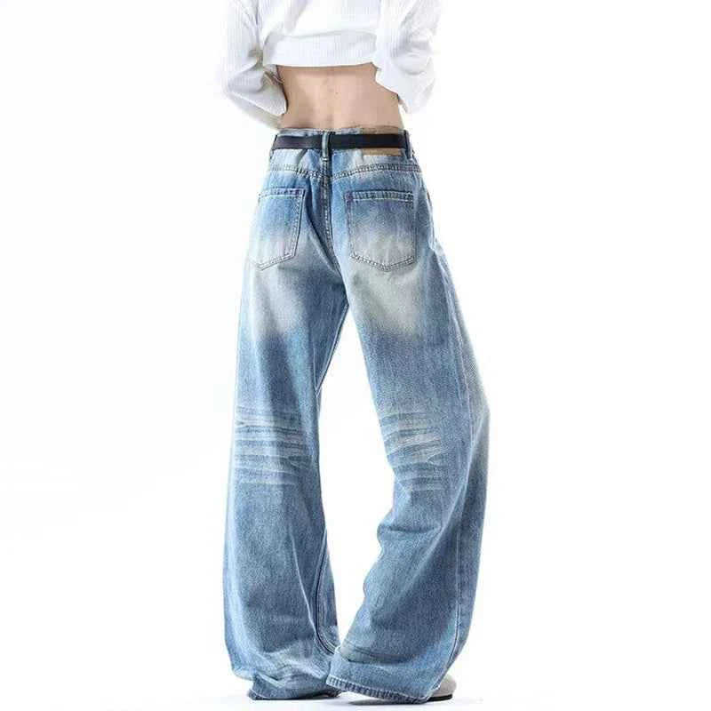 High-Quality Gradient Washed Straight Tube Jeans