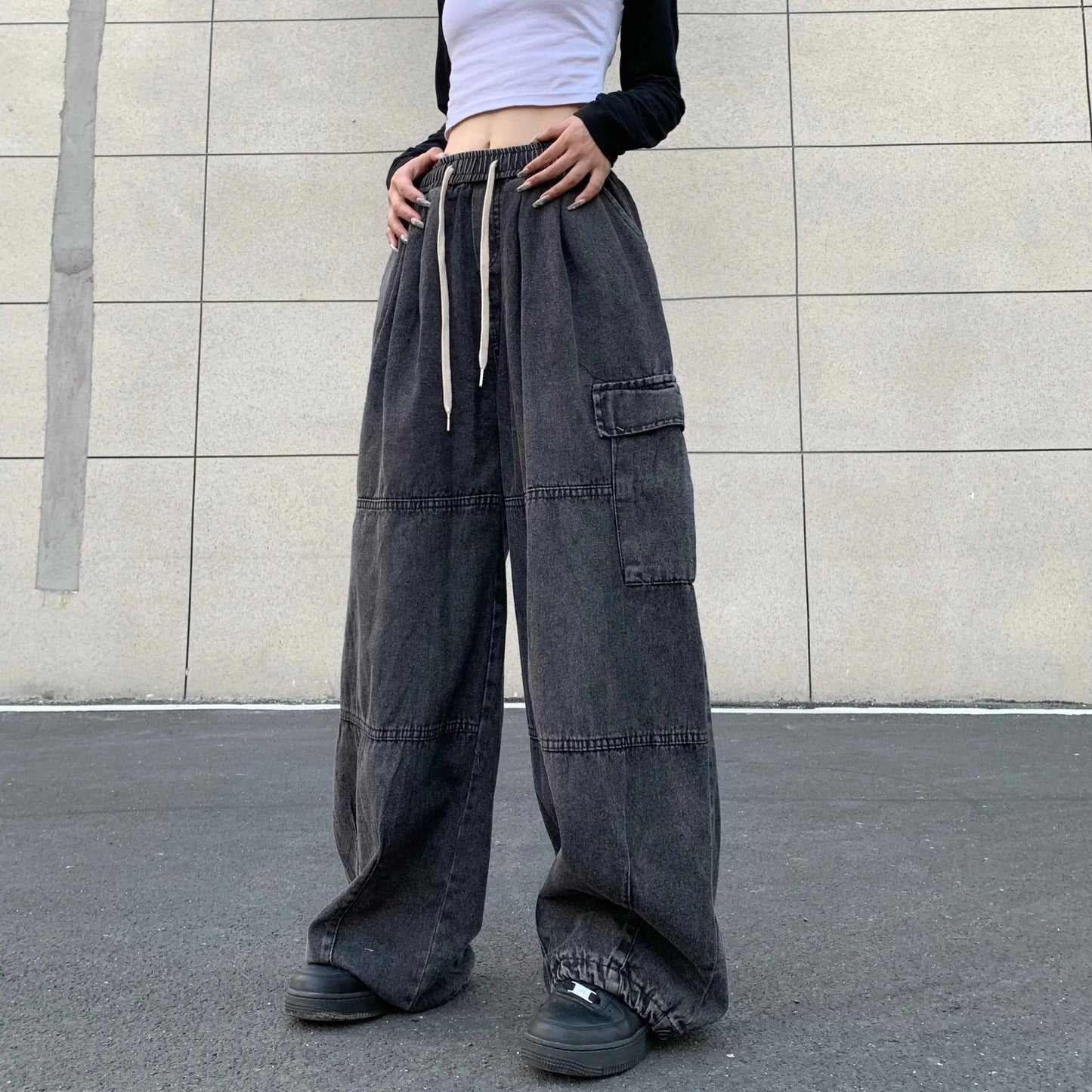 Y2K Effortless Wide Leg Cargo Jeans