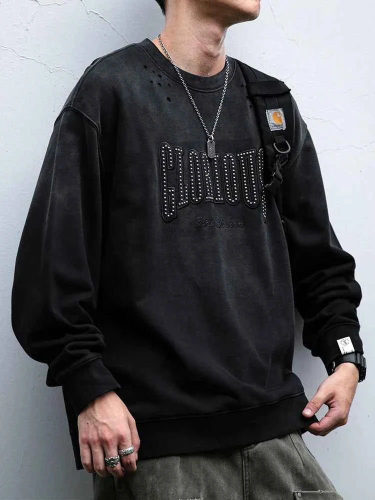 Ripped Casual Heavyweight Cotton Sweatshirt