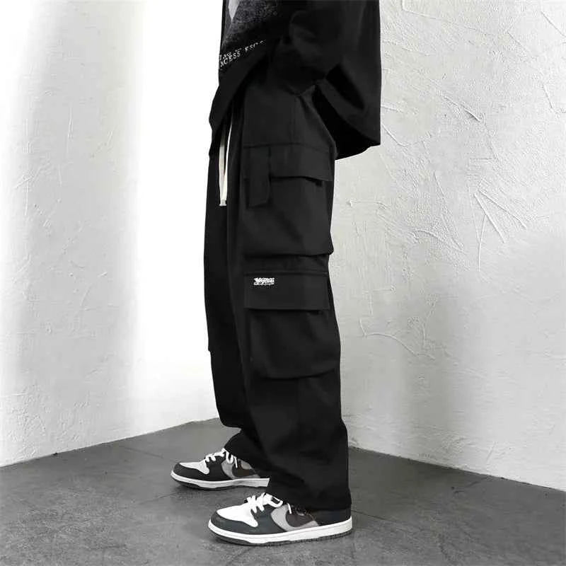 Vintage Cargo Pocket Drawstring Baggy Wide Pants