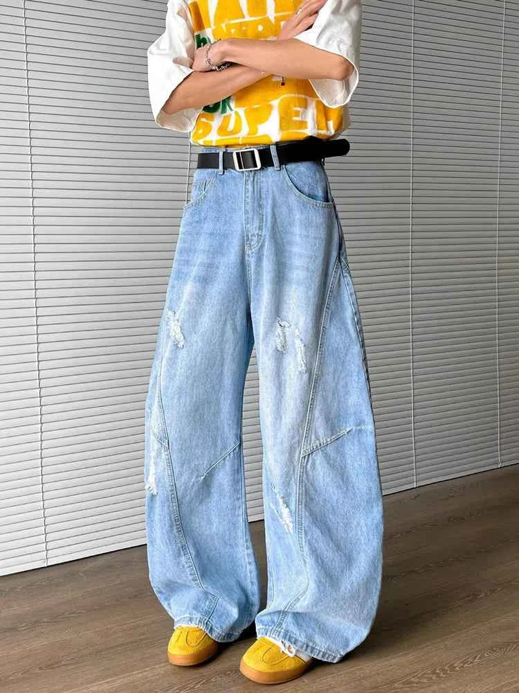 Work & Play Ripped Blue Baggy Stacked Jeans