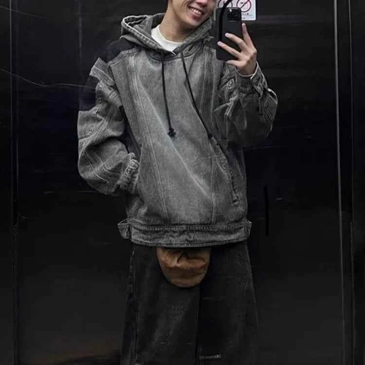 Vintage Japanese Style Denim Hoodie