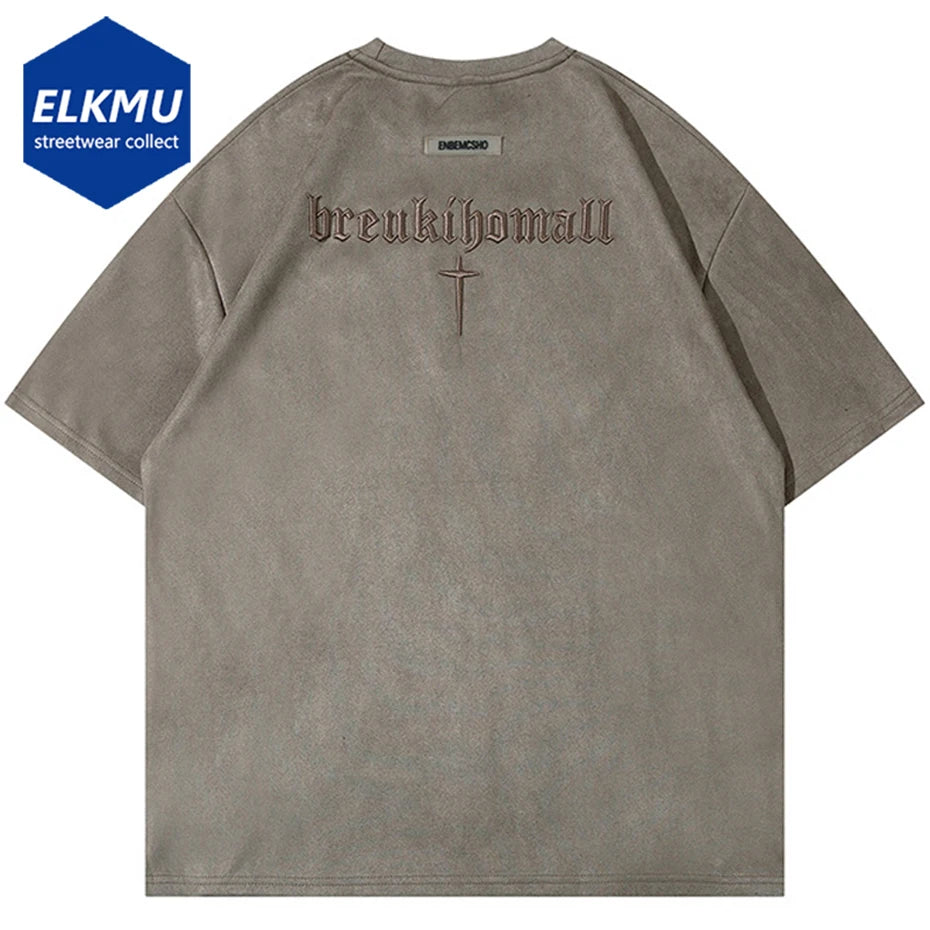 Suede Oversized Streetwear Tshirts