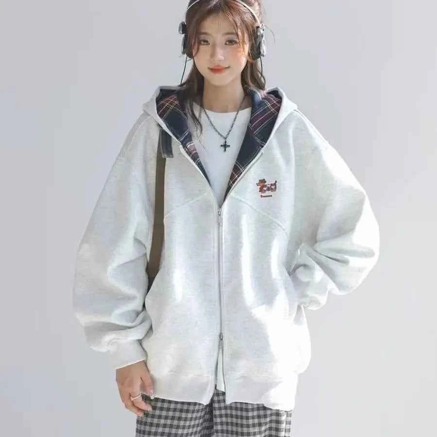 Stylish Colorful Zipper Long Sleeve Sweatshirt