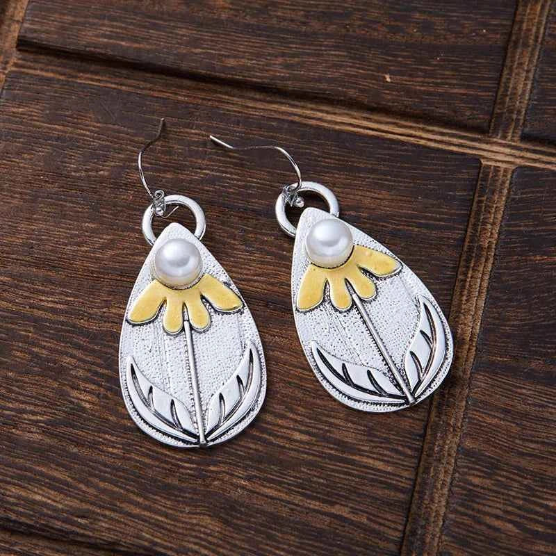 Vintage Boho Pearl Teardrop Earrings