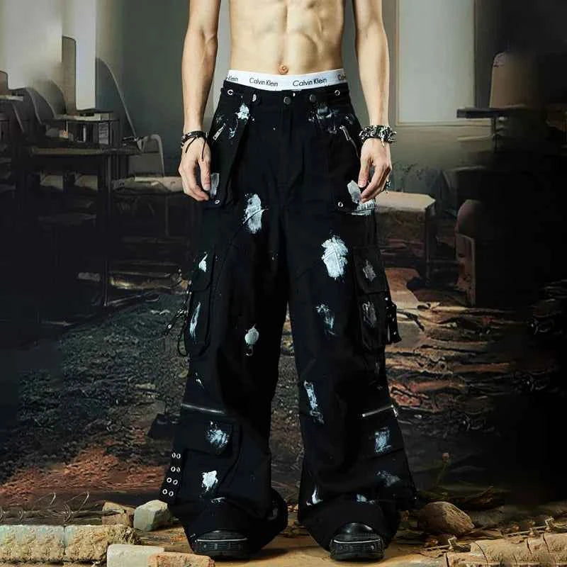 Trendy Personalized Paint Printed Cargo Pants