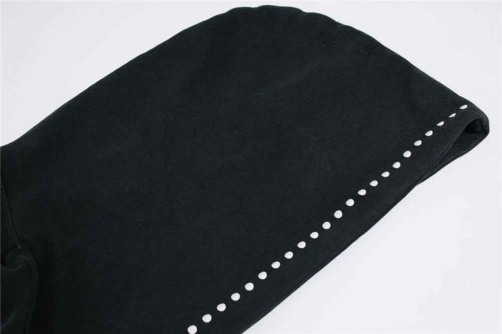Y2K Gothic Rivet Printed Black Casual Hoodie