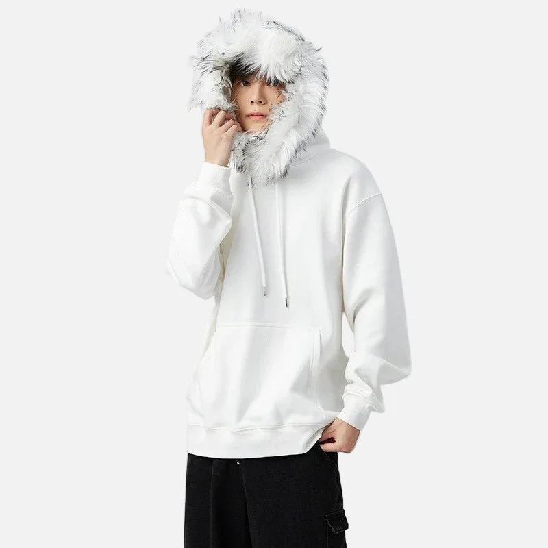American Heavyweight Fleece Lined Fur Hoodie - Luxuryurbanwear
