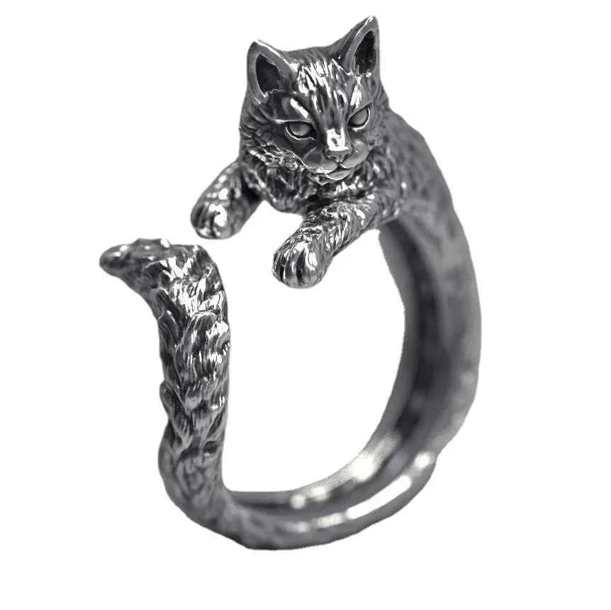 Vintage Witch Cat Opening Ring