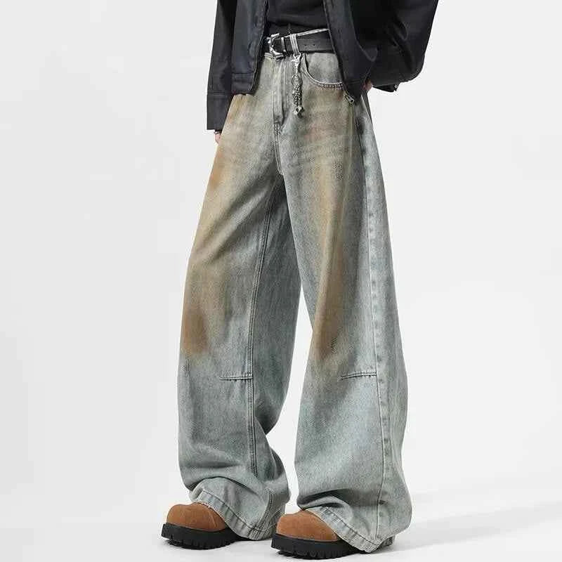 Streetwear Vintage Distressed Wide Leg Denim Jeans