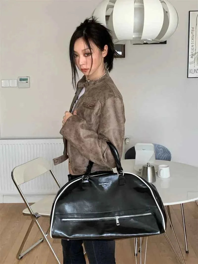 Streetwear Chic Korean Style Leather Motorcycle Jacket