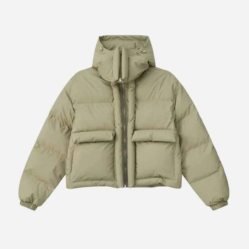 Y2K Korean Solid Color Warm Puffer Jacket