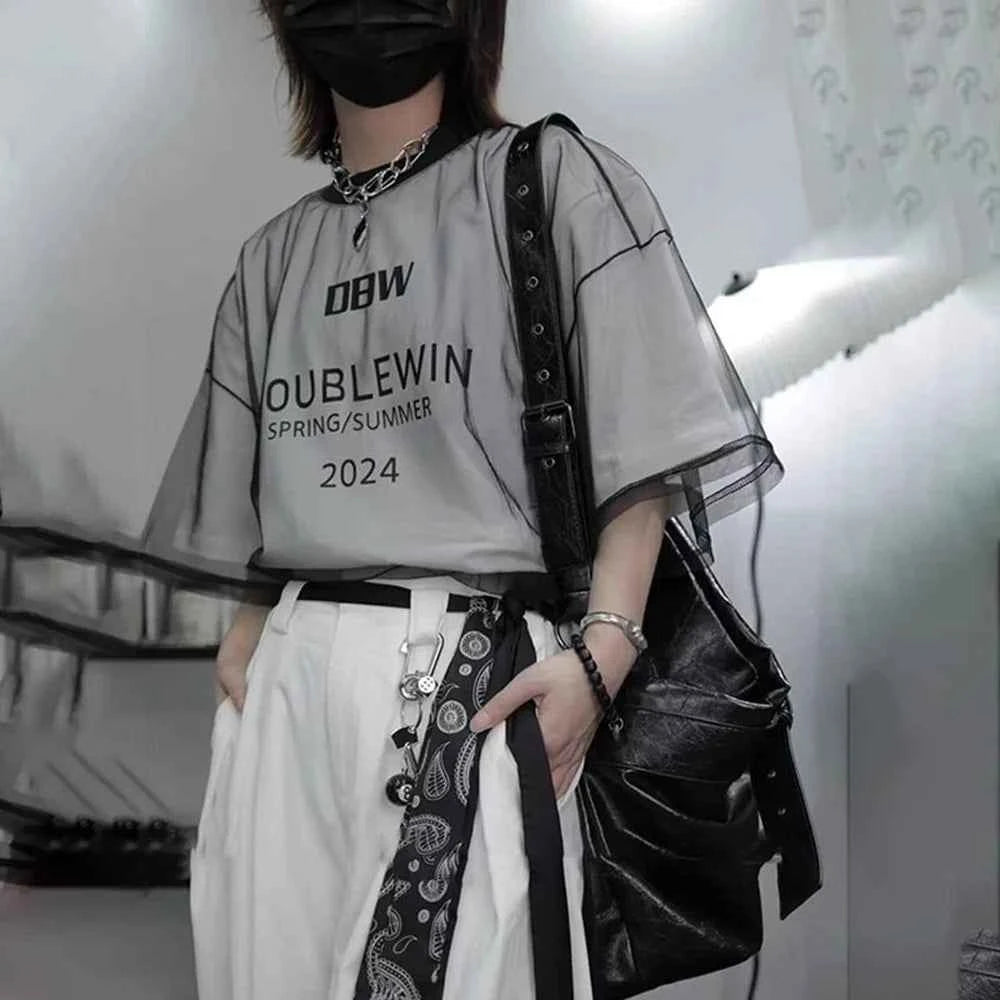 Investment Piece Mesh Design Short Sleeve T-Shirt