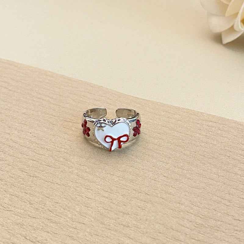 Sweet Heart Red Bow Rings
