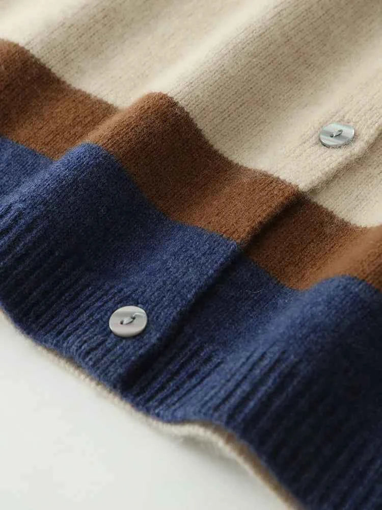 Striped Multicolor Cashmere Sleeveless Cardigan
