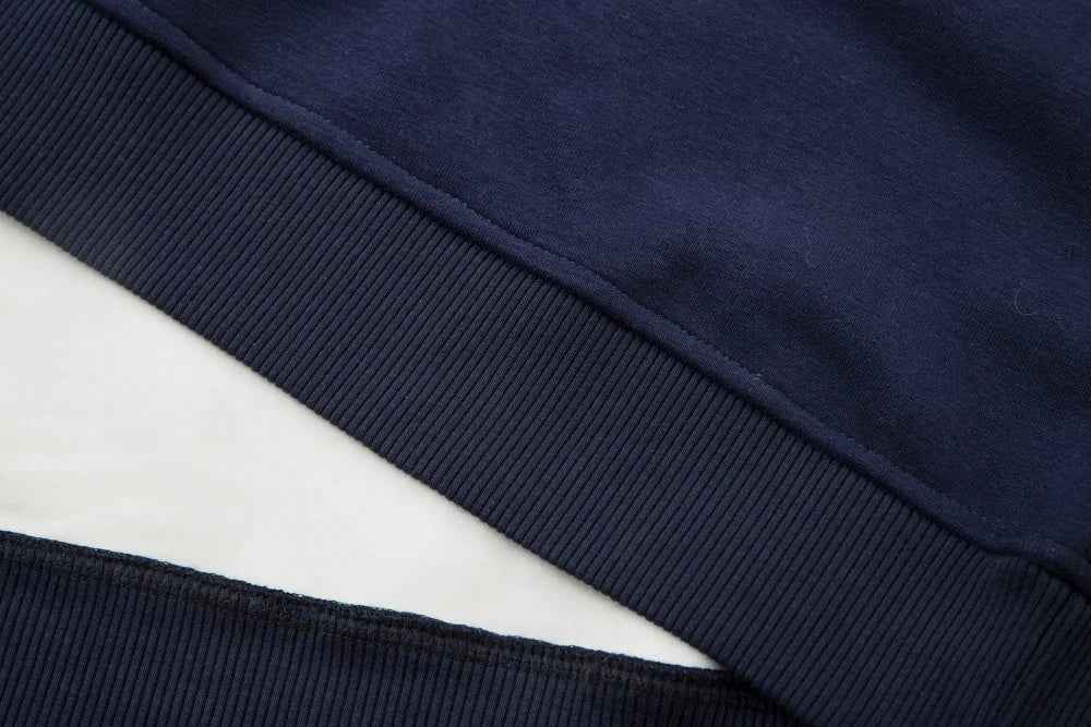Paneled Contrast Print Fleece V-Neck Sweatshirt