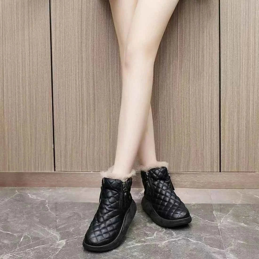 Chunky Winter Quilted Snow Zipper Boot