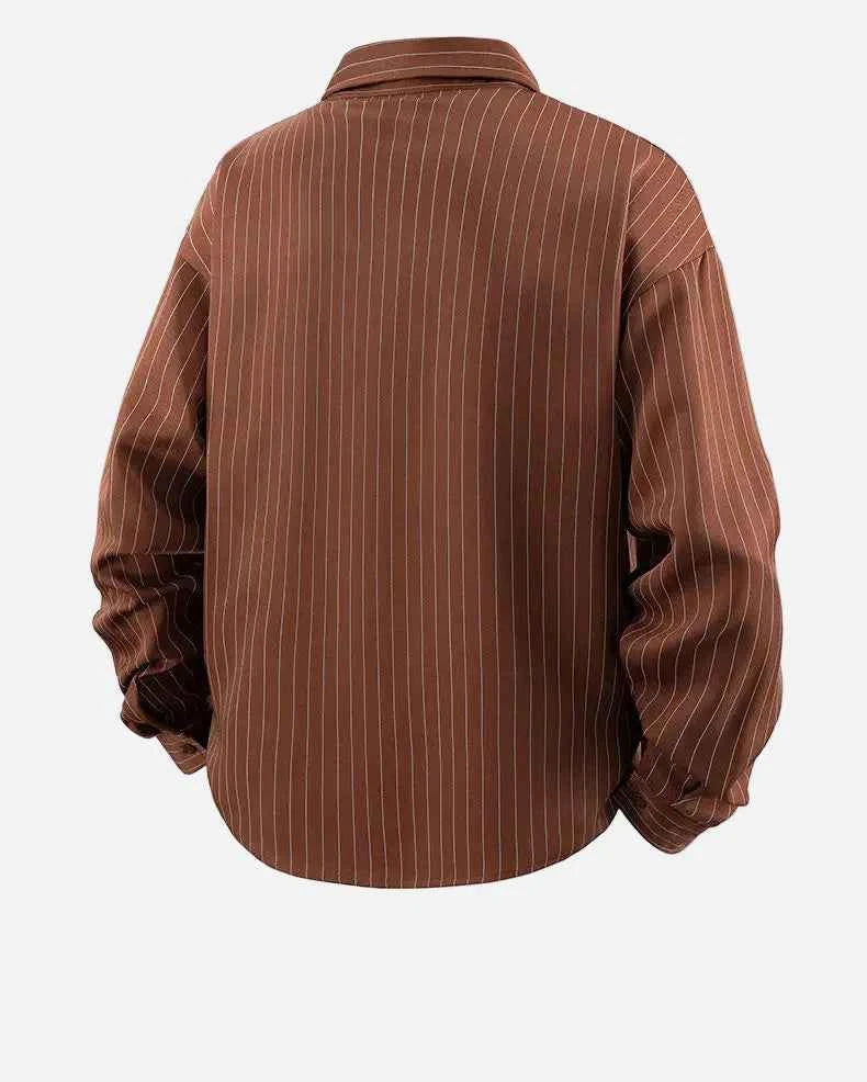 Stylish Striped Pocket Designer Long Sleeve Shirt