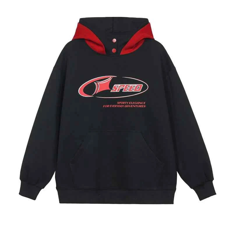 Streetwear Retro Letter Printed Loose Hoodie