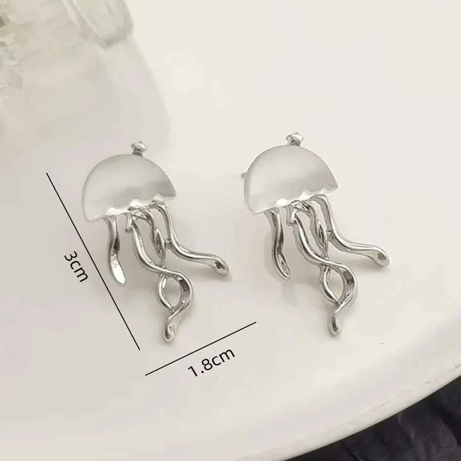 Silver Crystal Deep Sea Jellyfish Earrings