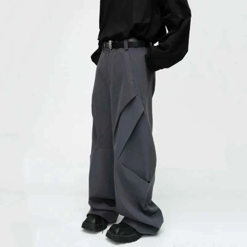 Diamond Patchwork Pleated Casual Pants